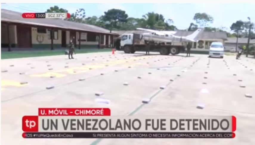 Captura del video difundido por el canal de noticias&nbsp;Unitel Bolivia sobre la incautaci&oacute;n de droga.&nbsp;