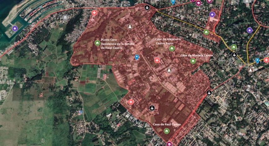 Mapeado de la zona de residencia de Fidel y Raúl Castro.