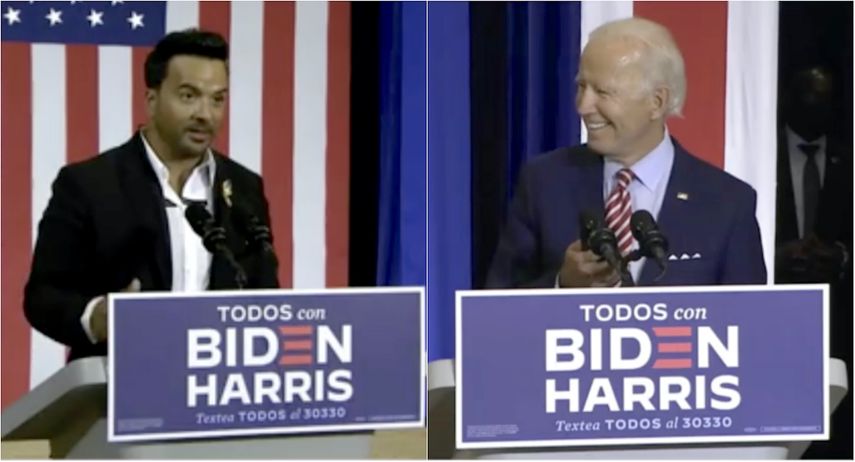 Luis Fonsi present&oacute; al candidato presidencial Joe Biden en su discurso por la hispanidad en Florida.&nbsp;