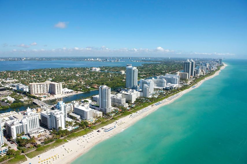 Vista de la playa en Miami-Beach, en Florida