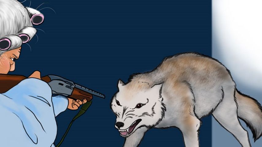 Una nueva versión de Caperucita Roja, en tanto, muestra tanto a la niña como a su abuela defendiéndose del lobo con armas (CORTESÍA)