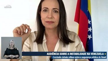 María Corina Machado ante el senado de Brasil.&nbsp;