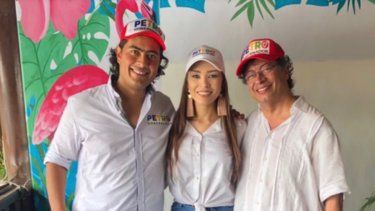 El presidente Gustavo Petro, Nicolás Petro y Day Vásquez.