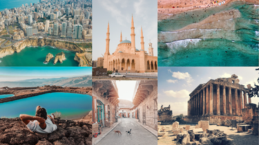 Collage que incluye algunos destinos en Líbano.&nbsp;