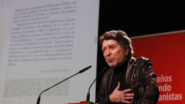El cantante Joaquín Sabina interviene en un homenaje en el Instituto Cervantes, a 5 de octubre de 2021, en Madrid.&nbsp;