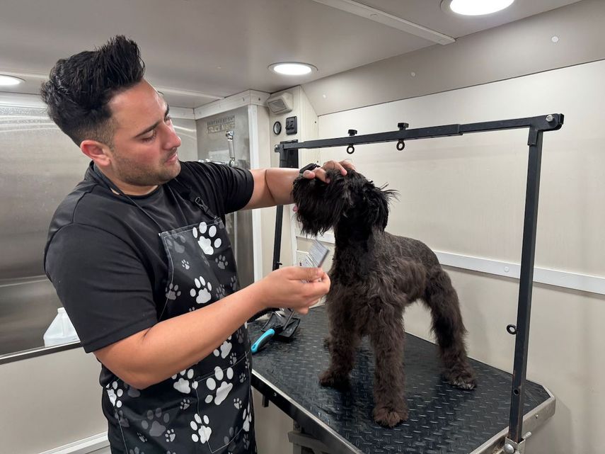 David Rodríguez atiende a uno de sus clientes caninos.&nbsp;
