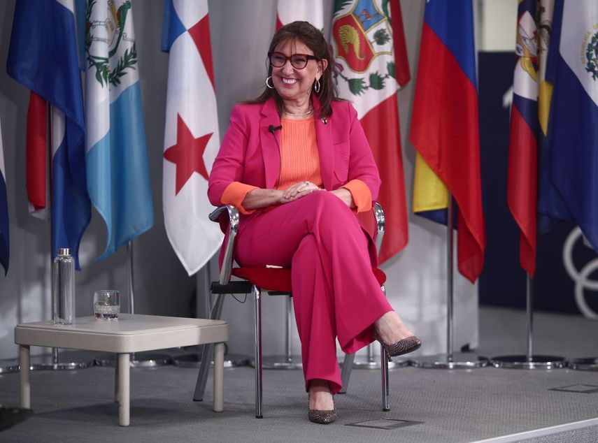La secretaria general iberoamericana, Rebeca Grynspan, interviene durante un encuentro digital de Europa Press, en la sede de la Secretaría General Iberoamericana, en Madrid (España), a 25 de marzo de 2021. &nbsp;