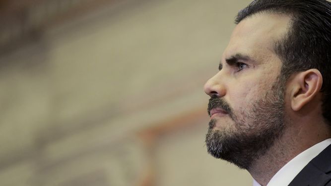 En esta imagen del 24 de abril de 2019, el gobernador de Puerto Rico Ricardo Rosselló durante un discurso en el Capitolio de San Juan. 