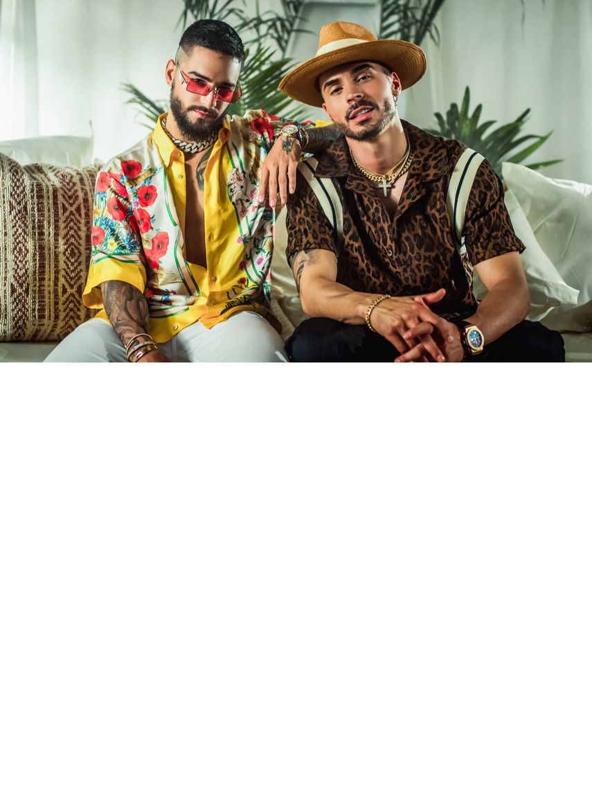 Maluma y Reykon durante la grabación del videoclip del tema Latina.