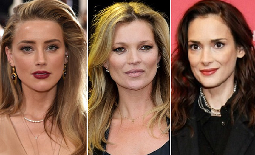 Su actual esposa Amber Heard, la modelo Kate Moss y Winona Ryder. (CORTESÍA)