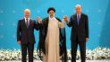 El presidente ruso Vladimir Putin, a la izquierda, el mandatario iraní Ebrahim Raisi, al centro, y su homólogo turco Recep Tayyip Erdogan, posan para una fotografía antes de su reunión, el martes 19 de julio de 2022 en Teherán, Irán. 