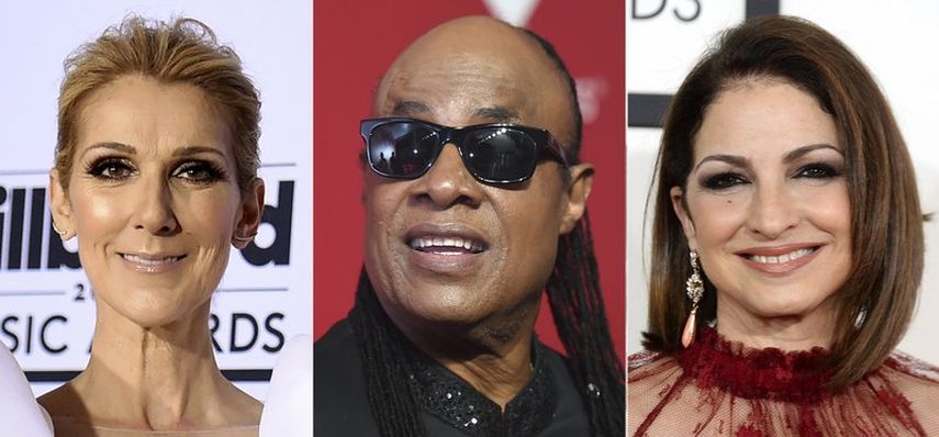 En esta combinación de fotos, Celine Dion, Stevie Wonder y Gloria Estefan, de izquierda a derecha, quienes están entre los artistas que participarán en un concierto a beneficio de las enfermeras programado para el Día de Acción de Gracias.&nbsp;