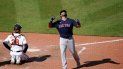 J.D. Martínez reacciona tras conectar un cuadrangular frente al pitcher de los Orioles de Baltimore Tyler Wells en la octava entrada del duelo del domingo 11 de abril del 2021 J.D. Martínez reacciona tras conectar un cuadrangular frente al pitcher de los Orioles de Baltimore Tyler Wells en la octava entrada del duelo del domingo 11 de abril del 2021