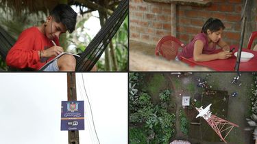 Desde que la pandemia llegó a Ecuador, Renzo Calle caminó hasta tres kilómetros para seguir sus clases en un computador alquilado con internet, un servicio que hasta hace poco más de una semana no llegaba a Río Limón, una comunidad de indígenas shuar.