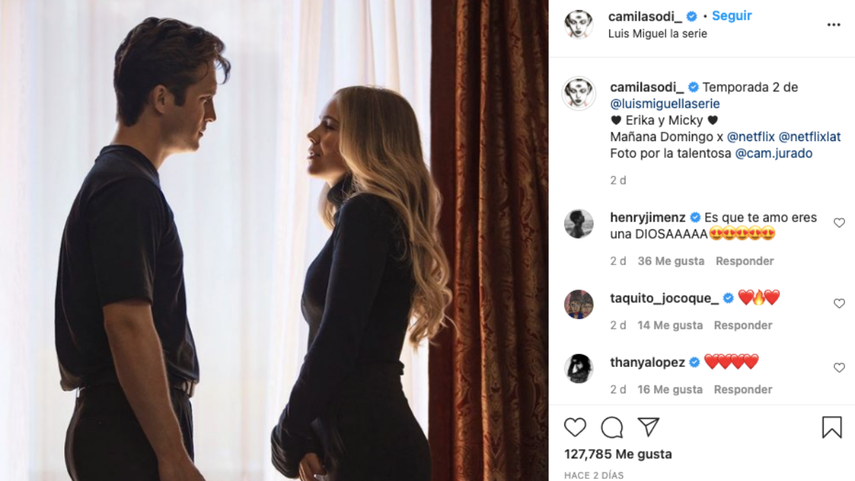 Diego Boneta y Camila Sodi en la piel de sus personajes de Luis Miguel La serie.