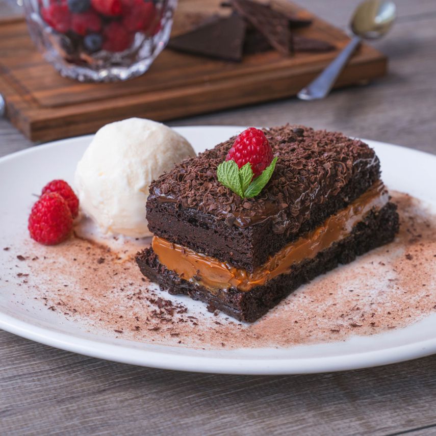 Chocolate-cake, parte del menú de Embarcadero 41.&nbsp;