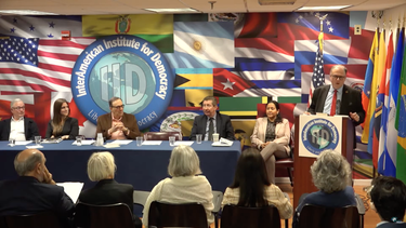 Captura de pantalla del video de la presentaci&oacute;n del libro Capitalismo: Un ant&iacute;doto contra la pobreza, en el&nbsp;Interamerican Institute for Democracy.&nbsp;