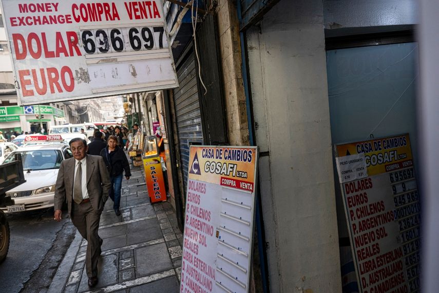 Oficina de cambio de moneda en La Paz el 1 de julio de 2024.