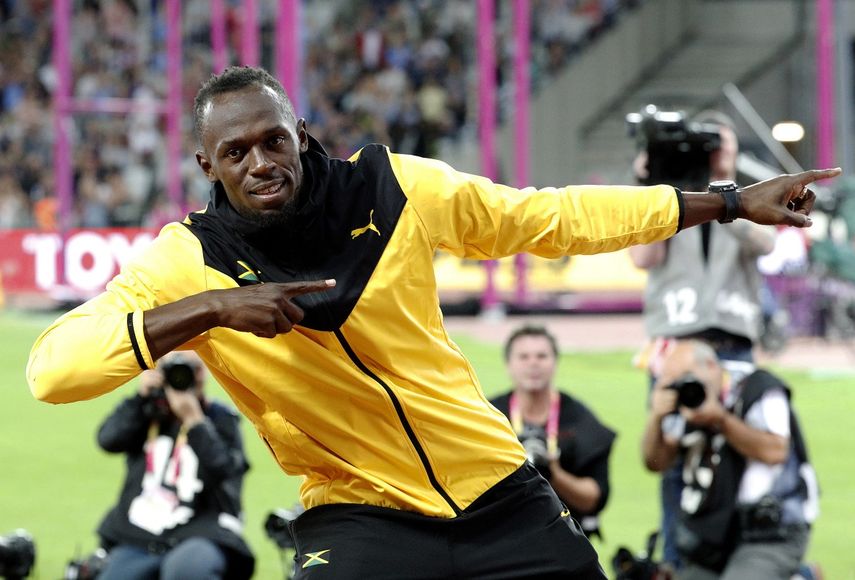 El jamaicano Usain Bolt repitió en su despedida en el estadio Olímpico de Londres el que fuera su gesto característico para acompañar cada una de sus victorias.