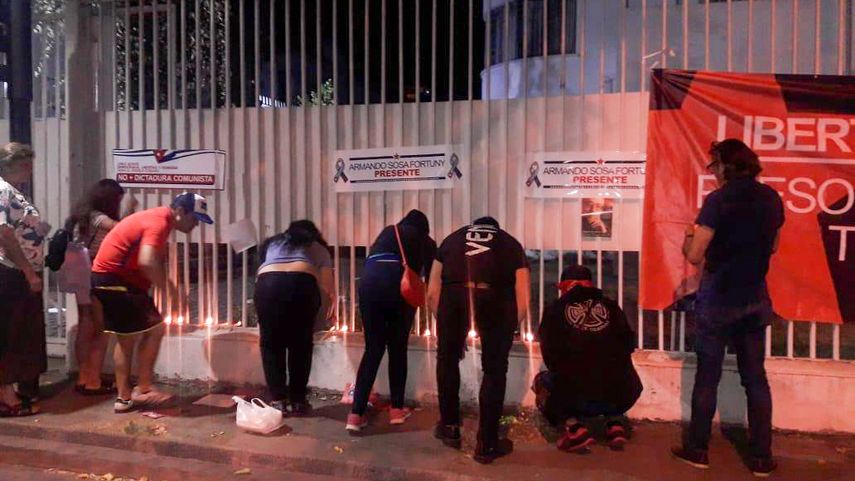 Vista parcial de la protesta en&nbsp;Santiago de Chile.