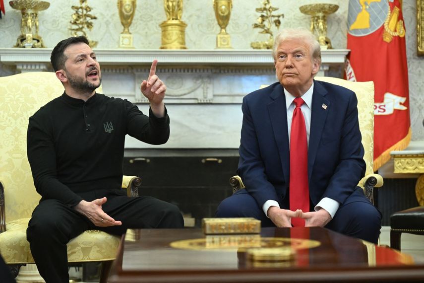 El presidente de Estados Unidos, Donald J. Trump, durante el encuentro con su homólogo ucraniano Volodimir Zelenski en la Oficina Oval.