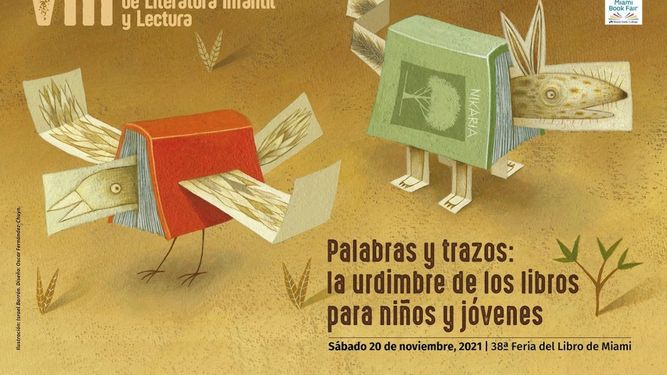 Cartel del VIII Seminario de Literatura Infantil y Juvenil, organizado por la Fundación Cuatrogatos en conjunto con la Feria del Libro de Miami.&nbsp;