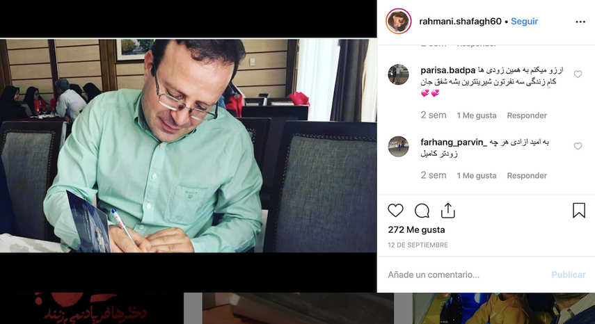 Su esposa&nbsp;Shafagh Rahmani ha hecho la denuncia en Instagram.&nbsp;