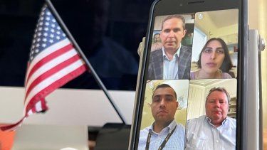 Foto de la videollamada compartida por la Embajada de los Estados Unidos en Cuba en X el 10 de marzo de 2025.&nbsp;