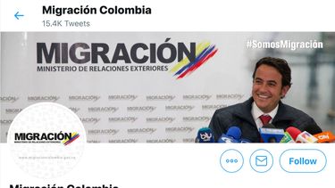 Retrato de Christian Kr&uuml;ger en una captura de pantalla de la cuenta de Twitter de Migraci&oacute;n Colombia.&nbsp; &nbsp; &nbsp; &nbsp; &nbsp; &nbsp; &nbsp; 