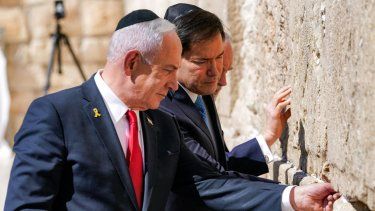 El Primer Ministro de Israel, Benjamin Netanyahu, y el&nbsp; Secretario de Estado de Estados Unidos, Marco Rubio, visitan el Muro de las Lamentaciones, el sitio de oración más sagrado del judaísmo, en la ciudad antigua de Jerusalén el 14 de septiembre de 2025.