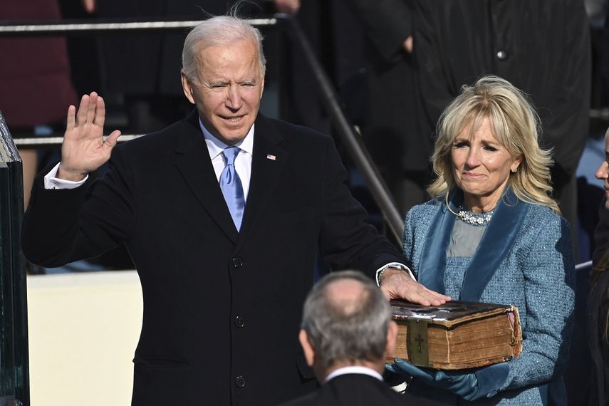 Joe Biden al asumir la presidencia de Estados Unidos frente al Capitolio en Washington, el 20 de enero del 2021.&nbsp;