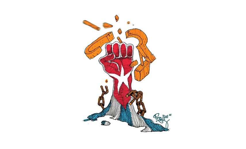 ilustración , protestas en Cuba, Gilbert Rojas.