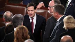 El secretario de Estado Marco Rubio en el hemiciclo del Congreso en Washington durante el discurso del Eatado de la Unión del presidente Donald J. Trump. El secretario de Estado Marco Rubio en el hemiciclo del Congreso en Washington durante el discurso del Eatado de la Unión del presidente Donald J. Trump.
