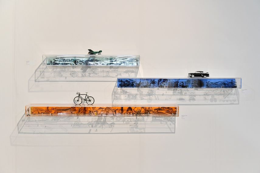 Las obras El Principito, Villa de Diamante y Riding the Future, de la venezolana Nahila Campos.&nbsp;