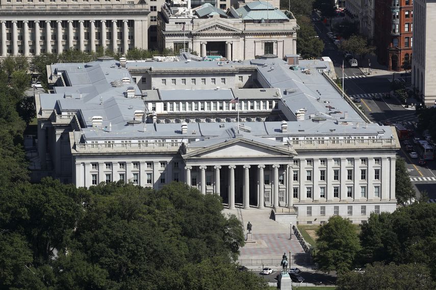 Imagen del edificio del Departamento del Tesoro en Washington, EEUU. (AP Foto/Patrick Semansky) &nbsp; &nbsp;