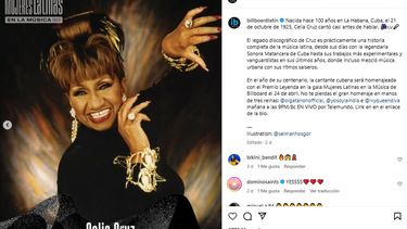 Celia Cruz es reconocida en la edición 2025 de Billboard Mujeres Latinas en la Música.