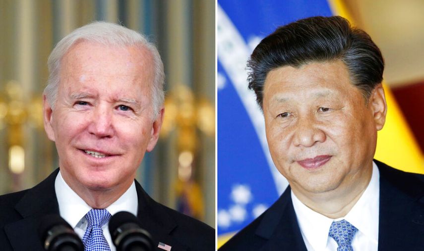 Foto del presidente Joe Biden y el líder chino, Ji Jinping