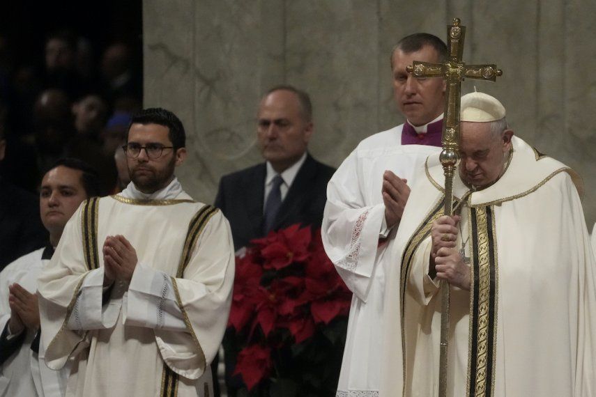 El papa Francisco en la ceremonia por Navidad en el Vaticano el 24 de diciembre de 2022.&nbsp;