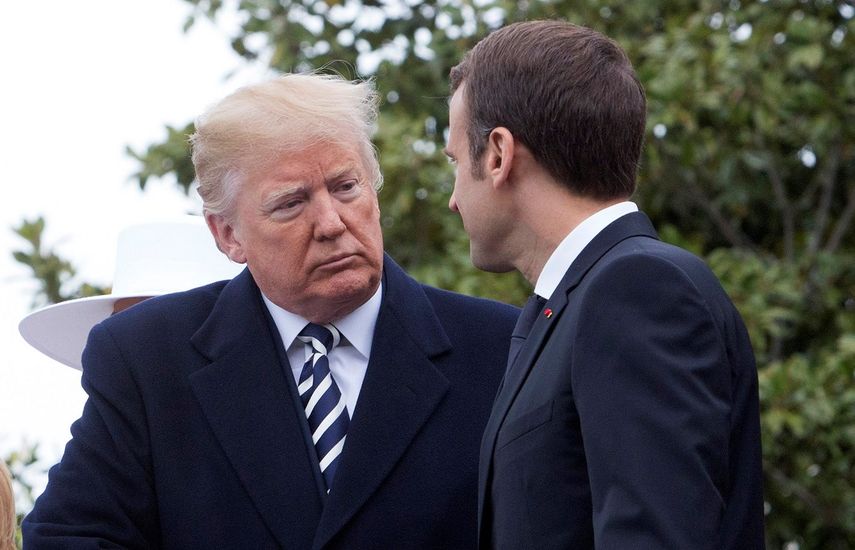 El presidente Donald Trump (izq.), y su homólogo francés, Emmanuel Macron (der), coincidieron en la Casa Blanca, en Washington DC, en abril de 2018.