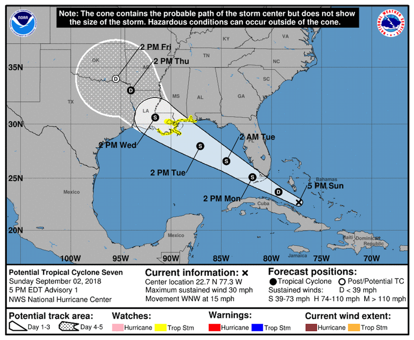 El Centro Nacional de Huracanes lo ha designado como un potencial Ciclón Tropical número siete.