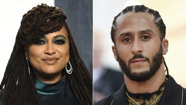 En esta combinaci&oacute;n de fotograf&iacute;as la cineasta Ava DuVernay en la fiesta de Vanity Fair de los Oscar en Beverly Hills, California, el 9 de febrero de 2020, izquierda, y Colin Kaepernick en la gala del Instituto del Vestido del Museo de Arte Metropolitano en Nueva York el 6 de mayo de 2019.&nbsp;