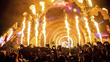 Travis Scott durante su concierto en el día uno del Festival de Música Astroworld en NRG Park, el 5 de noviembre de 2021, en Houston.