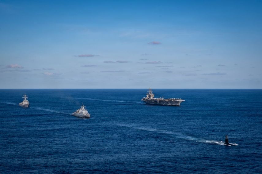 El portaaviones de Estados Unidos, Nimitz, el Ala Aérea Embarcada, el USS Gridley y el USNS Patuxent (T-AO 201) constituyen la máxima expresión de alistamiento y presencia, de un alcance y letalidad inigualables, y de ventaja estratégica