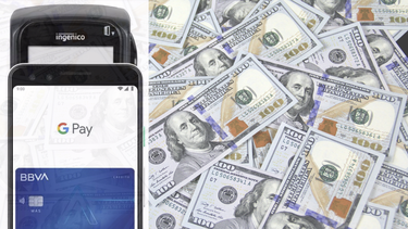Interfaz de Google Pay y dólares.&nbsp;