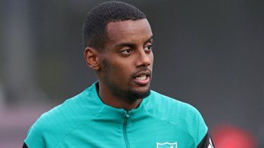 El delantero sueco Alexander Isak, del Liverpool, durante una sesión de entrenamiento del club, el 16 de septiembre de 2025.