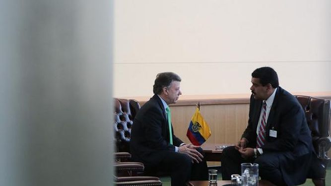 La última reunión entre Nicolás Maduro y Juan Manuel Santos fue en un salón de la sede de la ONU en Nueva York. (Foto: Presidencia Venezuela).