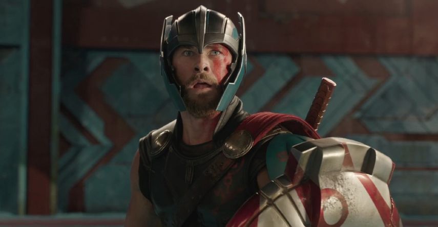 El actor Chris Hemsworth en la película Thor Ragnarok.