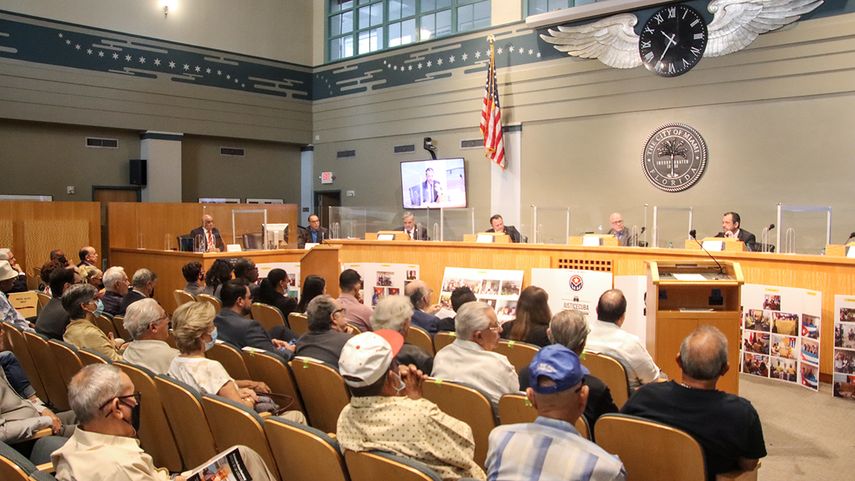 Aspecto de la reunión del Frente Hemisférico por la Libertad y la Comision Justicia Cuba, el 19 de junio en Miami.