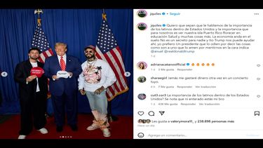 Anuel AA y Justin Quiles apoyan a Donald Trump en mitin político realizado en Pensilvania el último fin semana de agosto de 2024.
