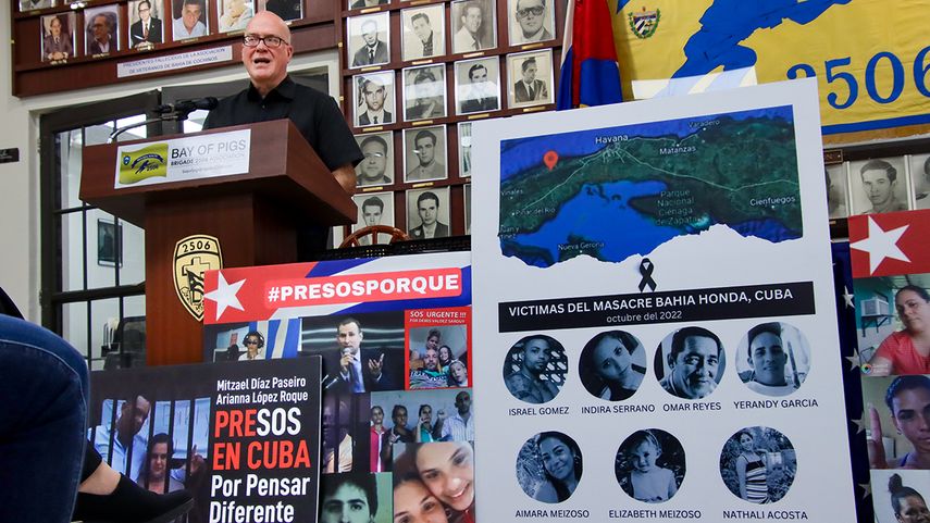 Orlando Gutiérrez, coordinador de la ARC, durante acto de desagravio por la masacre de Bahía Honda, en Cuba.